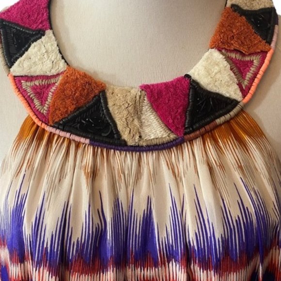 Trina Turk New DRESS Silk 3D Embellished Beaded Neck Print NWT - Picture 8 of 8